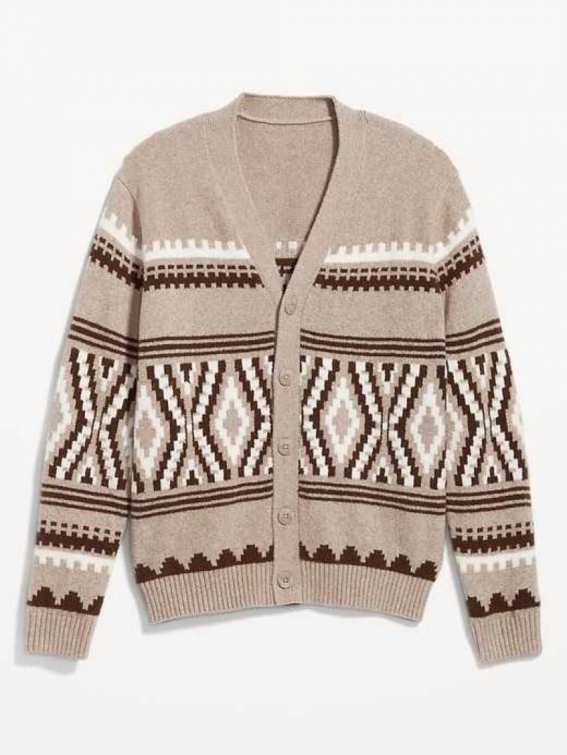 Old Navy Button-Front Fair Isle Cardigan Sweater Neutral Fair Isle | JSQ729154