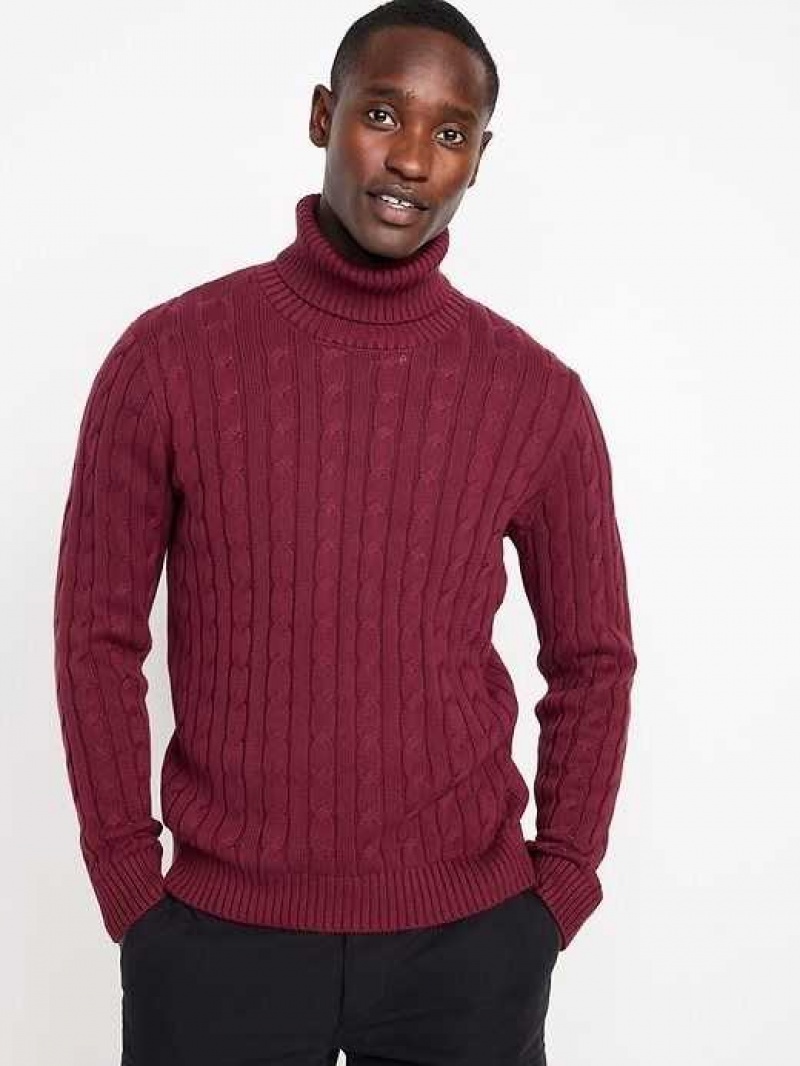 Old Navy Cable-Knit Turtleneck Sweater Burgundy | ZSK549120