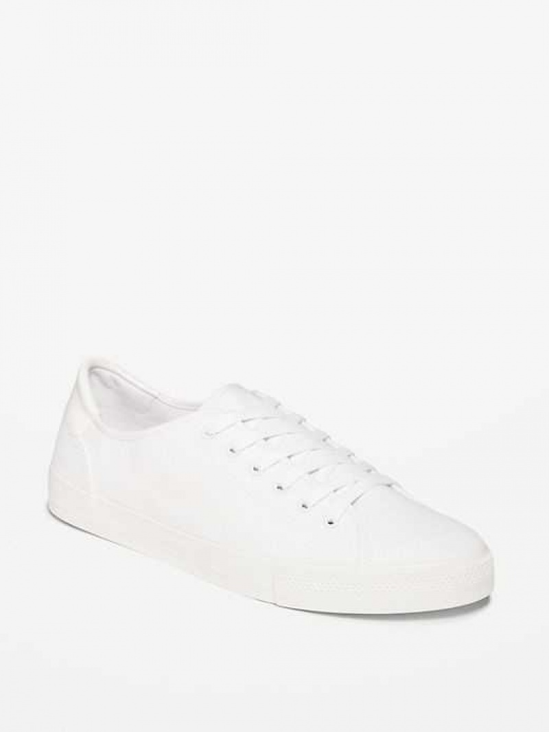 Old Navy Canvas Lace-Up Sneakers White | OXM470638