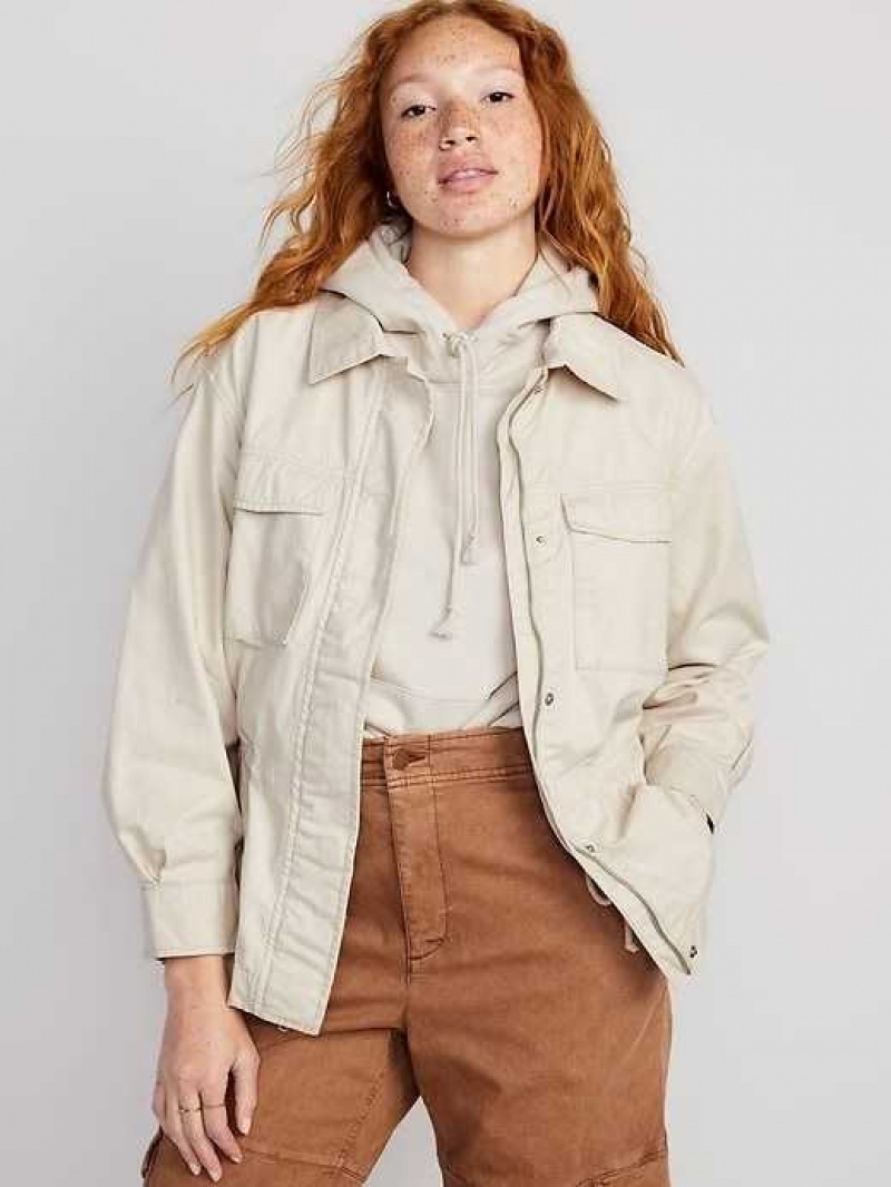 Old Navy Cinched-Waist Utility Jacket Cozy Cashmere | POR206785