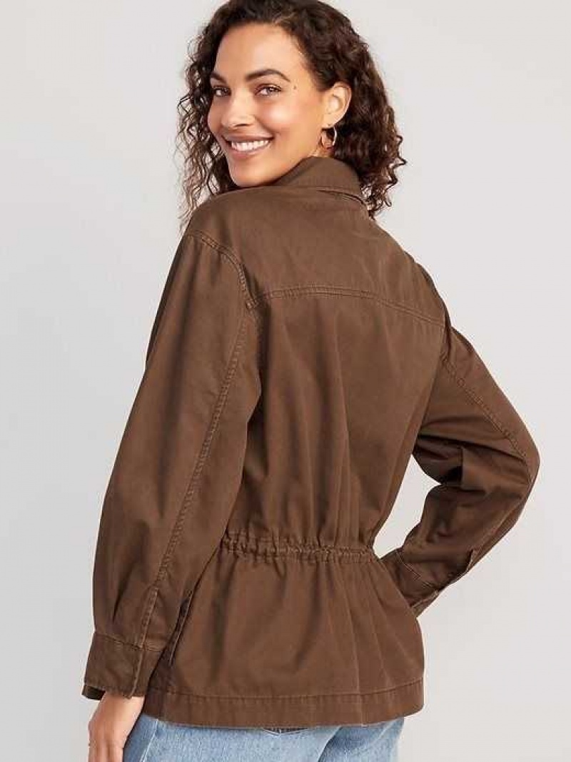 Old Navy Cinched-Waist Utility Jacket Espresso | AHF457036