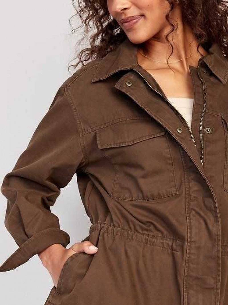 Old Navy Cinched-Waist Utility Jacket Espresso | AHF457036