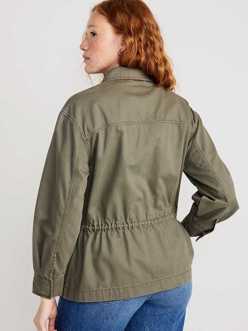 Old Navy Cinched-Waist Utility Jacket Grey | IJP068124