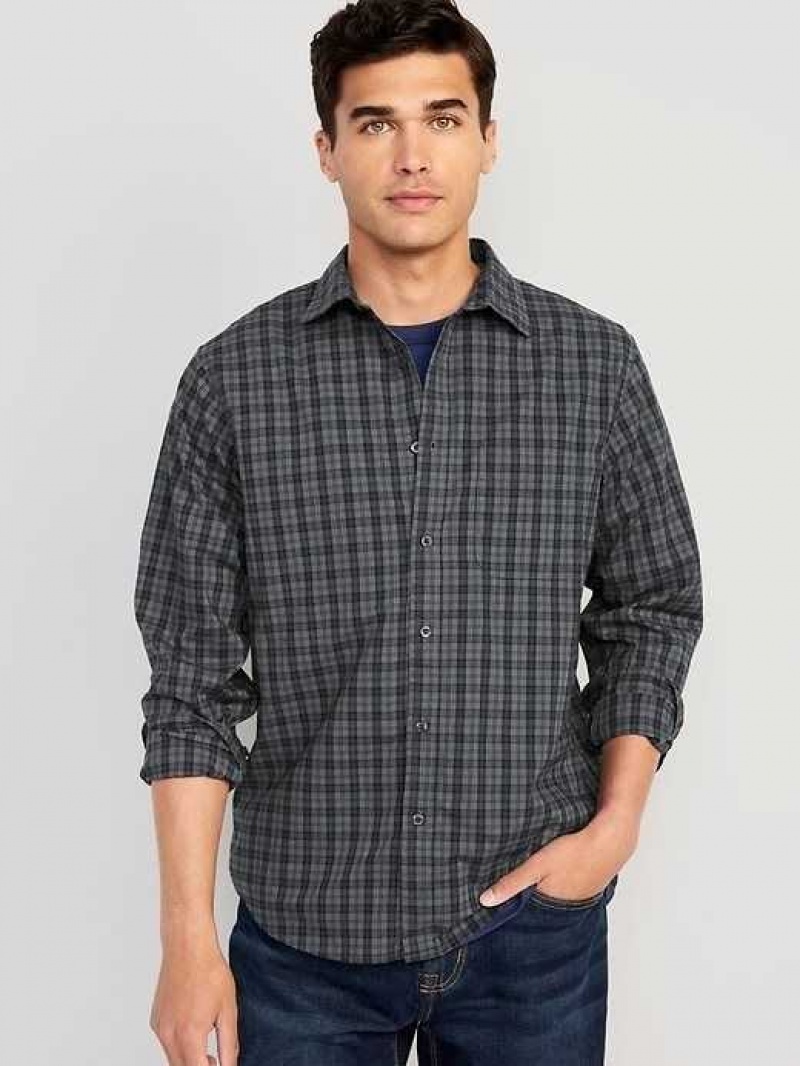 Old Navy Classic-Fit Everyday Shirt Grey / Blue | NIM391680