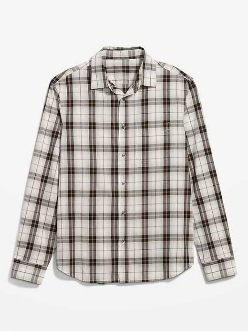 Old Navy Classic-Fit Everyday Shirt White / Brown | WSM463529