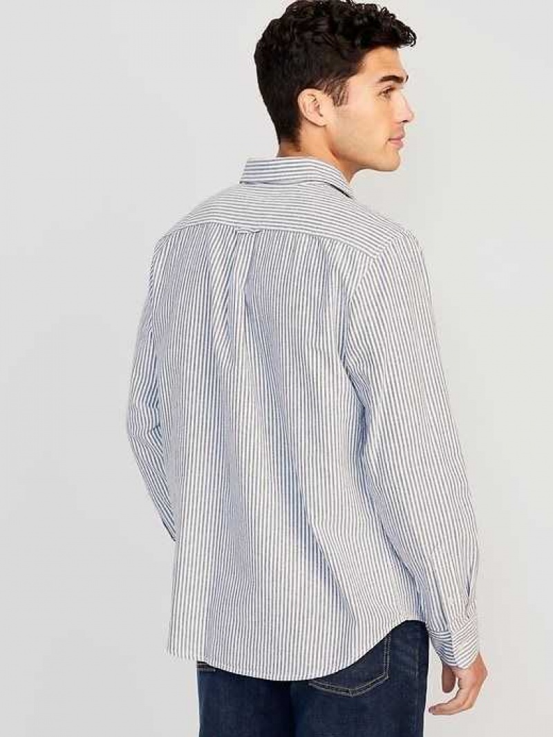 Old Navy Classic-Fit Non-Stretch Everyday Oxford Shirt Blue Stripes | GWR851320