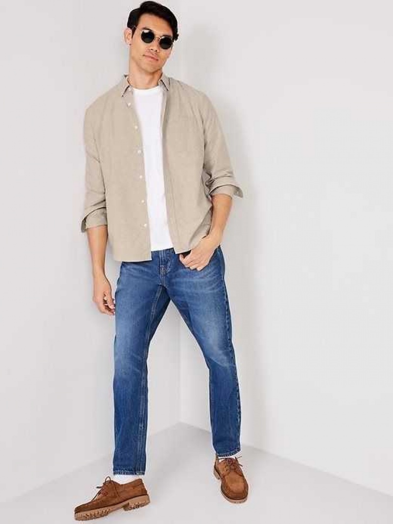 Old Navy Classic-Fit Non-Stretch Everyday Oxford Shirt Khaki | DIF529107