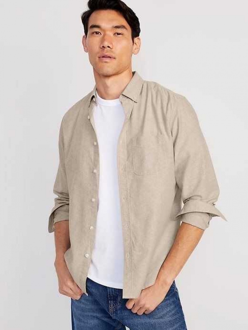 Old Navy Classic-Fit Non-Stretch Everyday Oxford Shirt Khaki | DIF529107