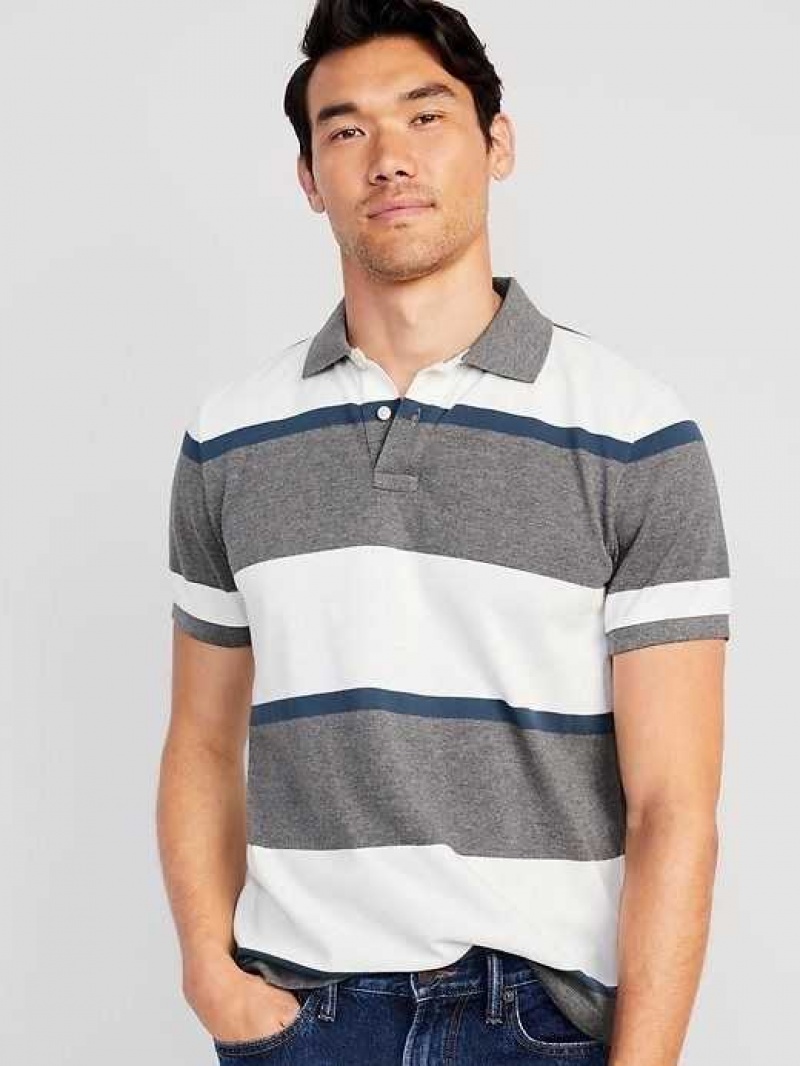 Old Navy Classic Fit Pique Polo White / Grey | ULZ527108