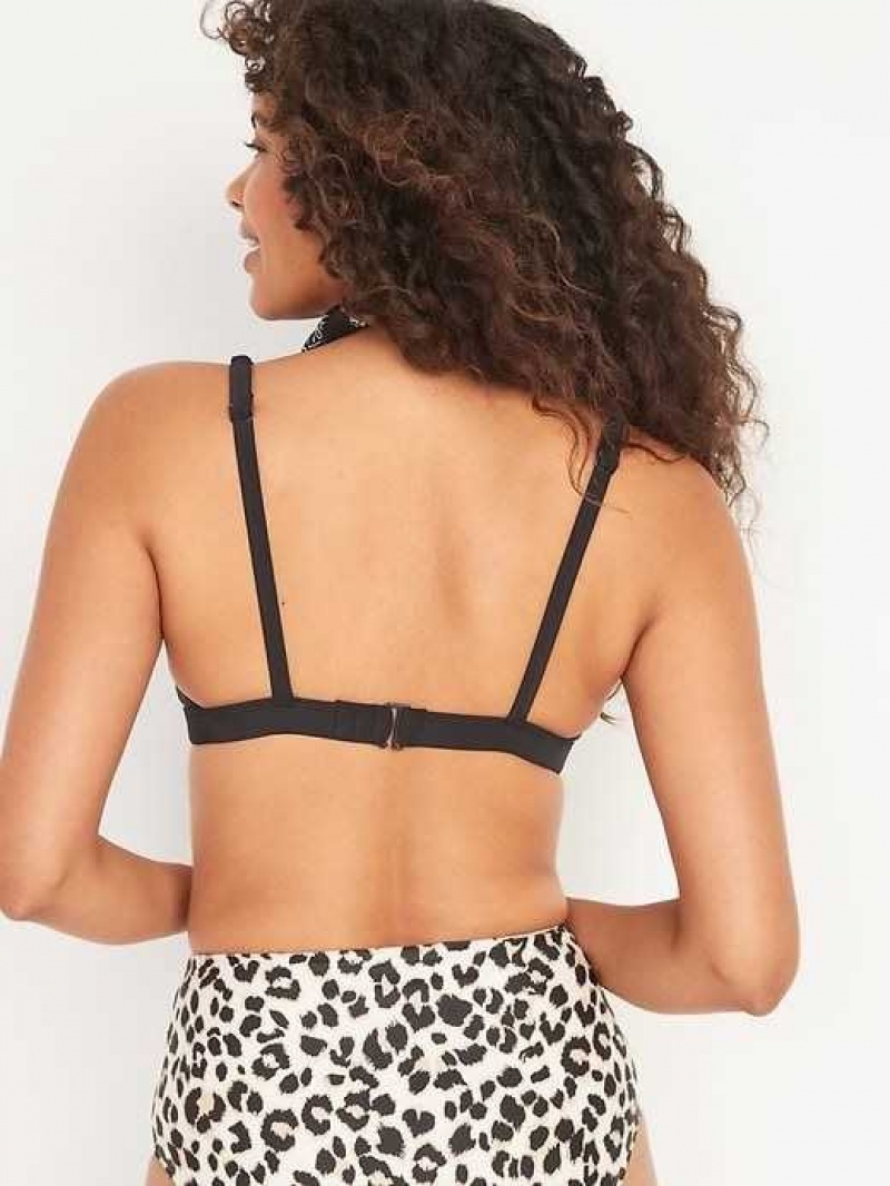 Old Navy Classic Plunge Triangle Bikini Swim Top Ebony | ELI830627