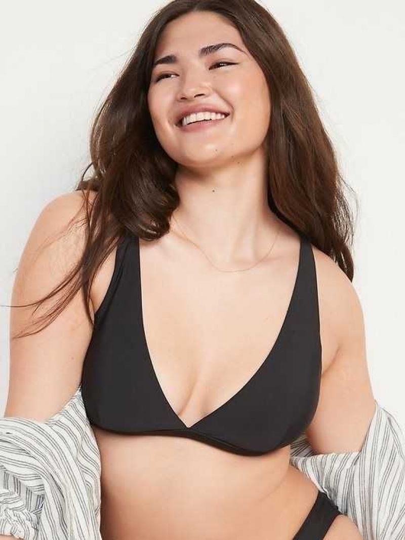 Old Navy Classic Plunge Triangle Bikini Swim Top Ebony | ELI830627