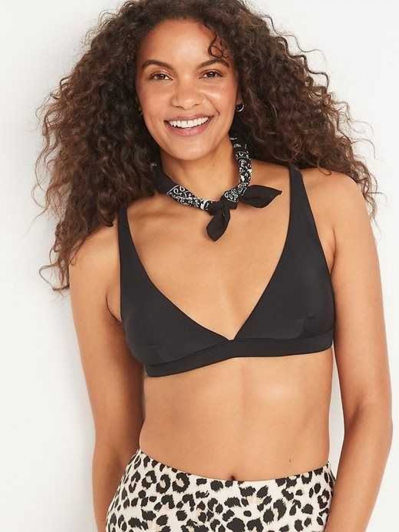 Old Navy Classic Plunge Triangle Bikini Swim Top Ebony | ELI830627