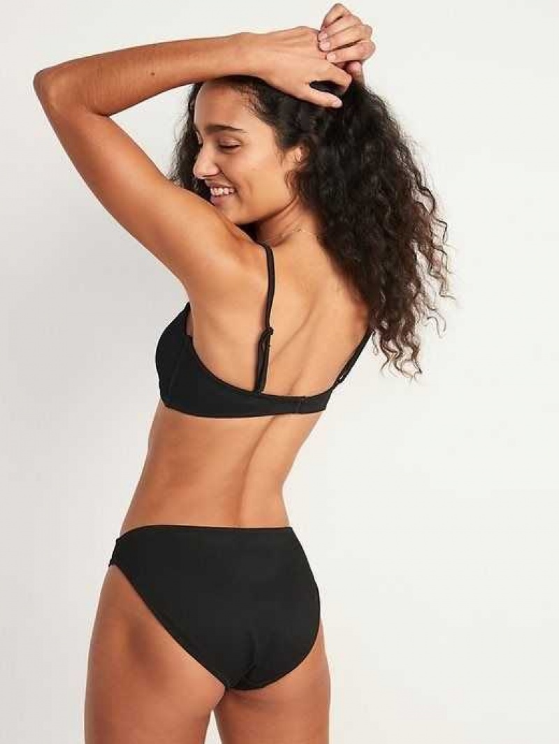 Old Navy Classic Rib-Knit Bikini Swim Bottoms Ebony | GNB145607