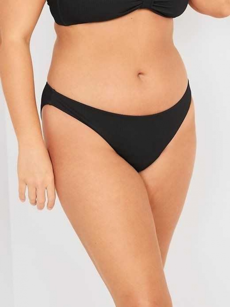 Old Navy Classic Rib-Knit Bikini Swim Bottoms Ebony | GNB145607