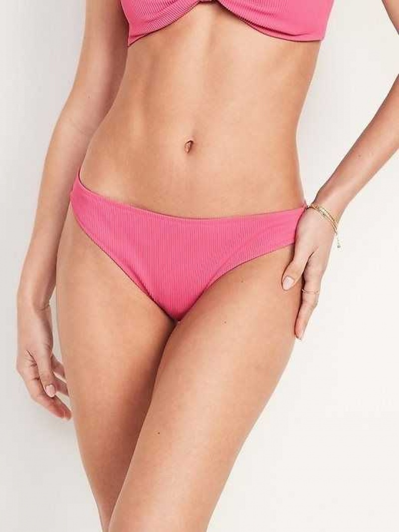 Old Navy Classic Rib-Knit Bikini Swim Bottoms Pink | AOP587620