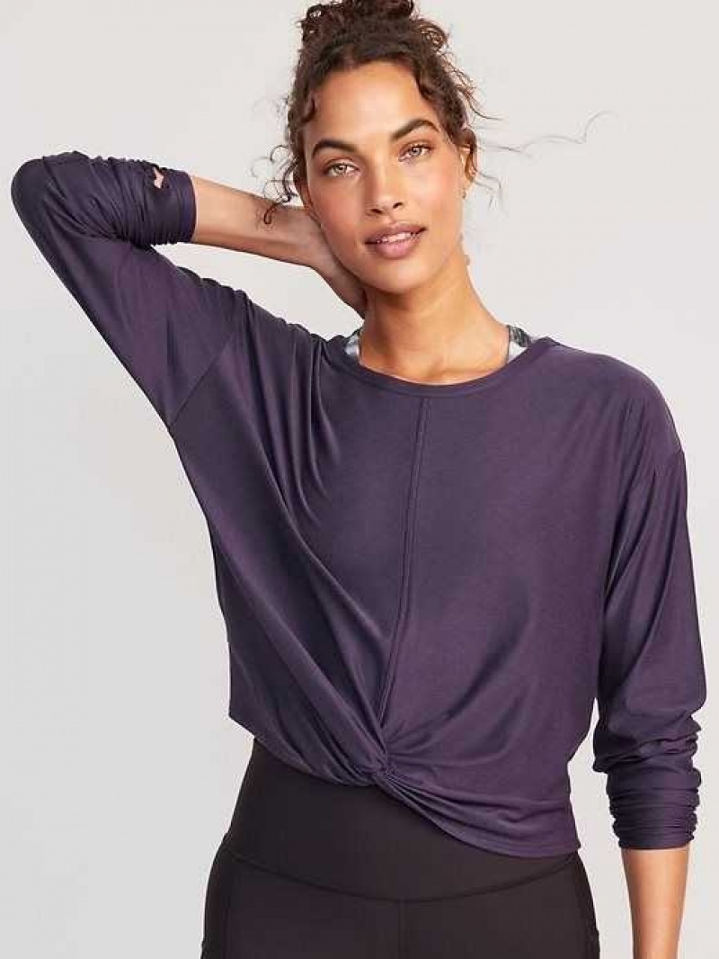 Old Navy Cloud 94 Soft Long-Sleeve Twist-Front Cropped Top Nebula | ZHS831907