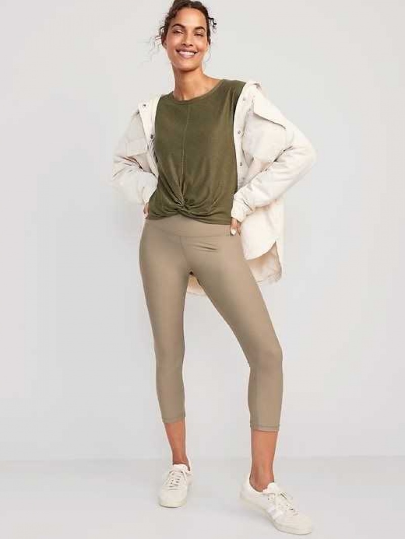 Old Navy Cloud 94 Soft Long-Sleeve Twist-Front Cropped Top Conifer | REQ697582