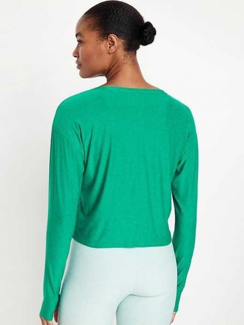 Old Navy Cloud 94 Soft Long-Sleeve Twist-Front Cropped Top Serpentine | IEU132054