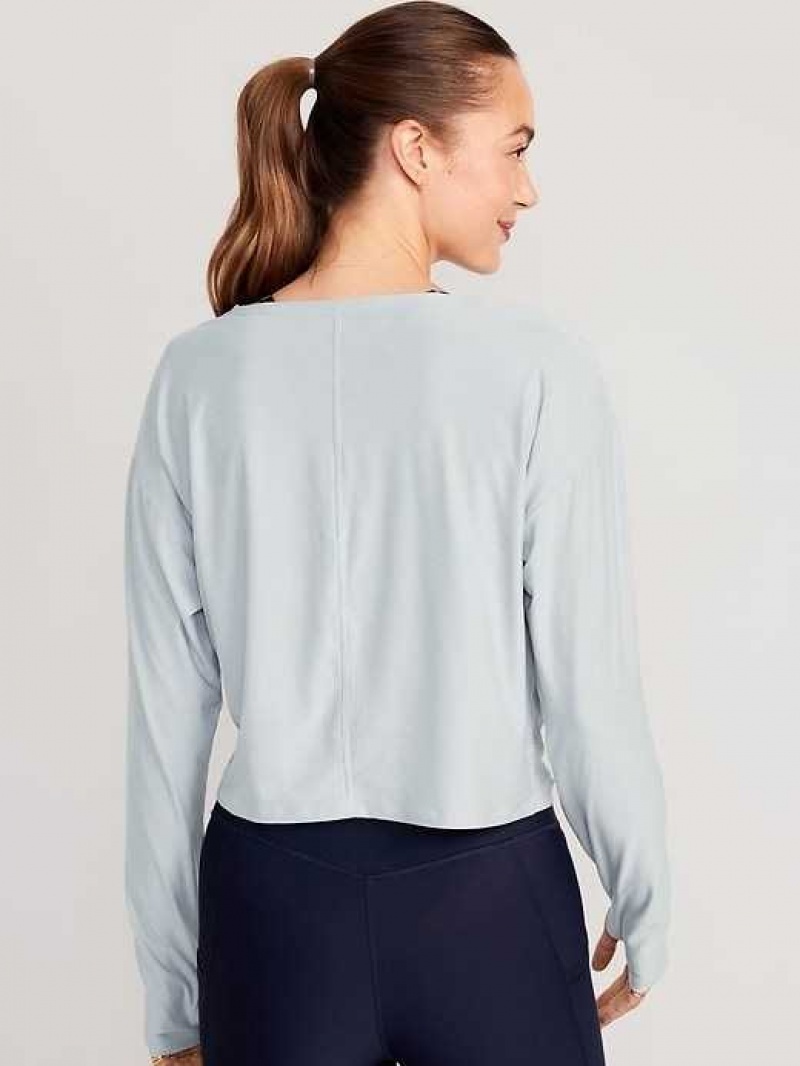 Old Navy Cloud 94 Soft Long-Sleeve Twist-Front Cropped Top Cloud Cover | DCP610583