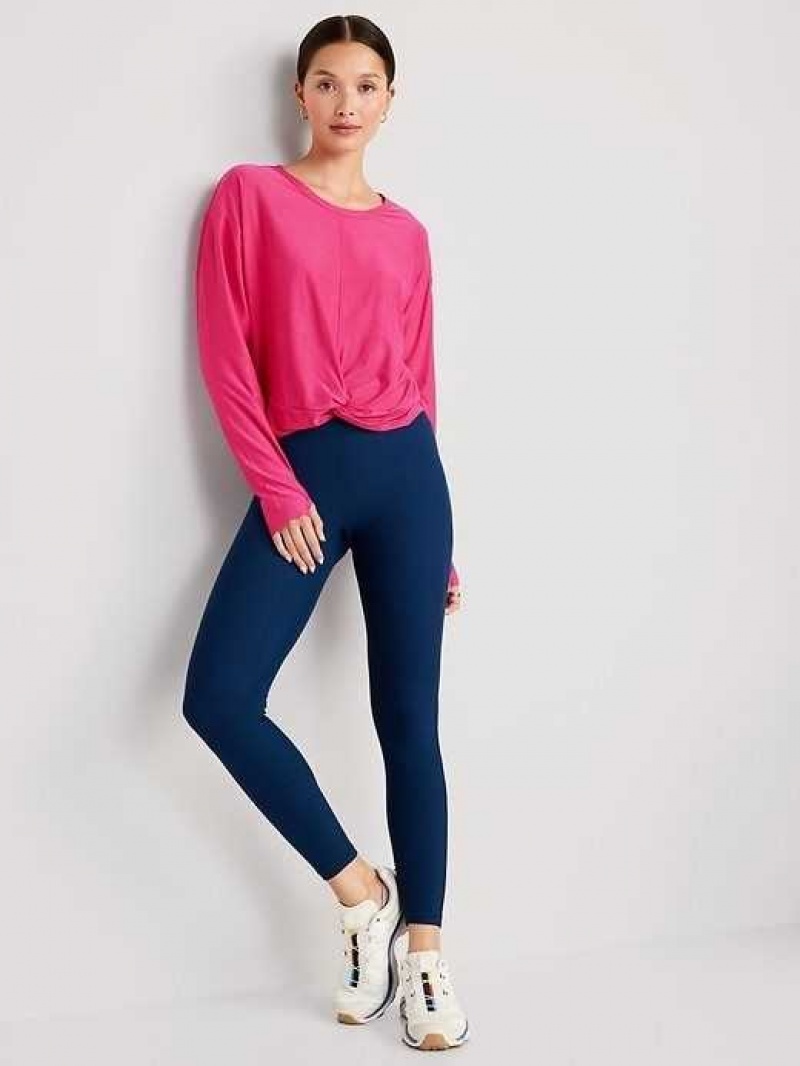 Old Navy Cloud 94 Soft Long-Sleeve Twist-Front Cropped Top Pink | BZT016354