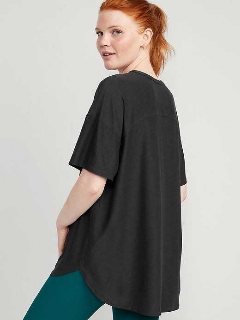 Old Navy Cloud 94 Soft Tulip-Hem Tunic Black | BKU681235