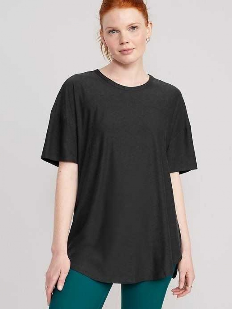 Old Navy Cloud 94 Soft Tulip-Hem Tunic Black | BKU681235