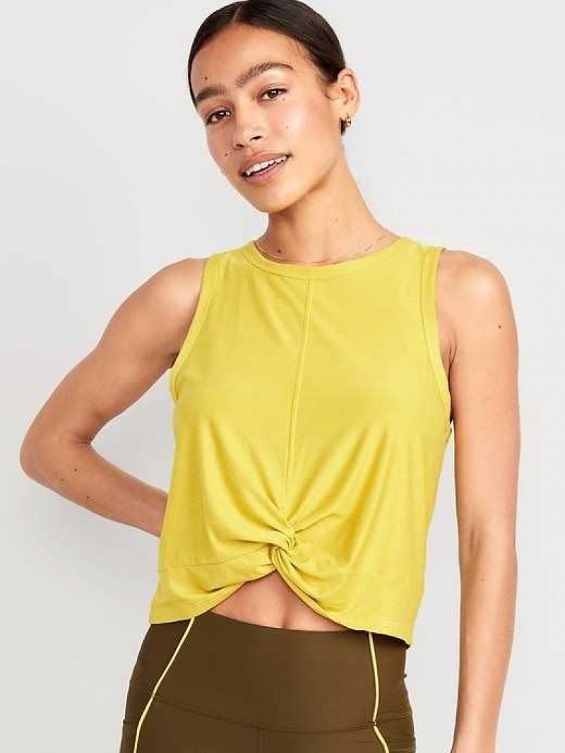 Old Navy Cloud 94 Soft Twist-Front Cropped Top Light Green | STB324809