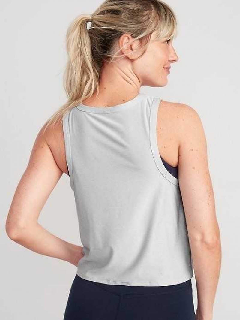 Old Navy Cloud 94 Soft Twist-Front Cropped Top Light Grey | PYB798315