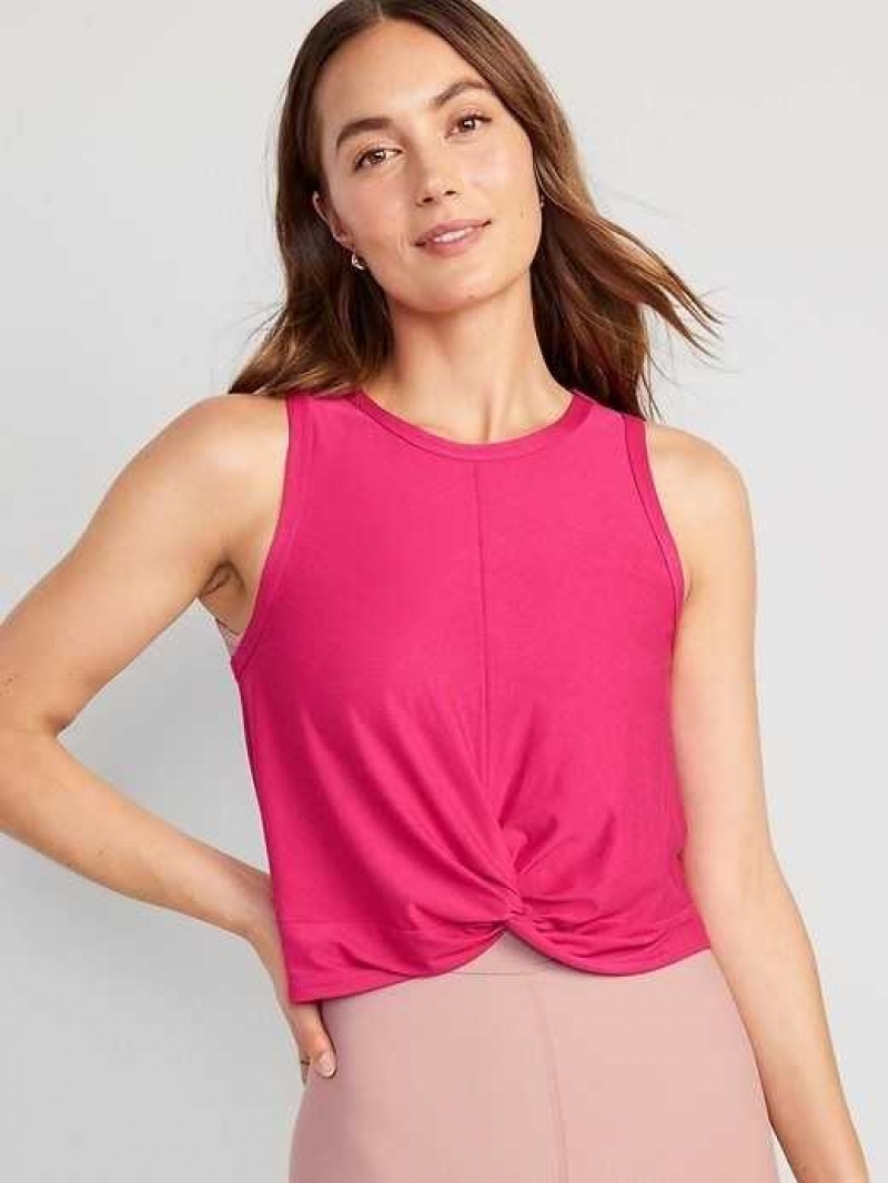 Old Navy Cloud 94 Soft Twist-Front Cropped Top Pink | XGB084356