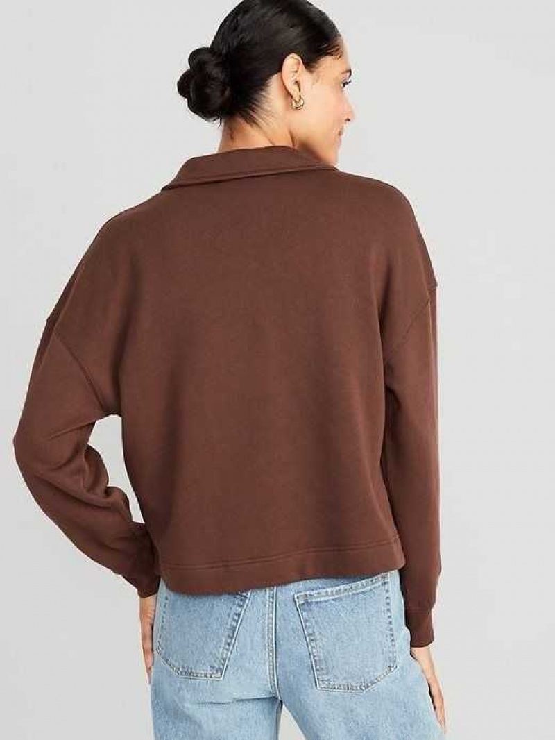 Old Navy Collared Fleece Pullover Espresso | ZMW569234