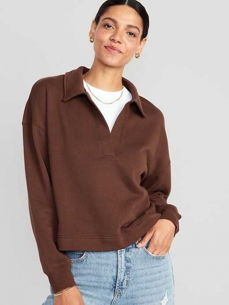 Old Navy Collared Fleece Pullover Espresso | ZMW569234