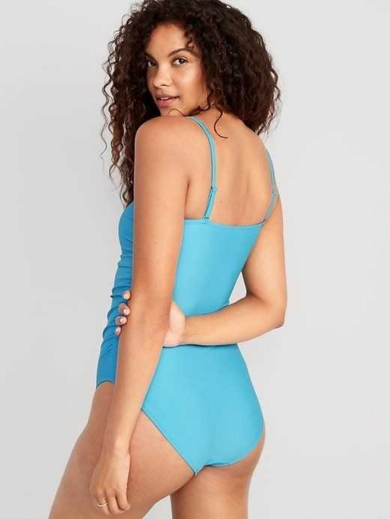 Old Navy Convertible Bandeau One-Piece Swimsuit Blue | HYF163409