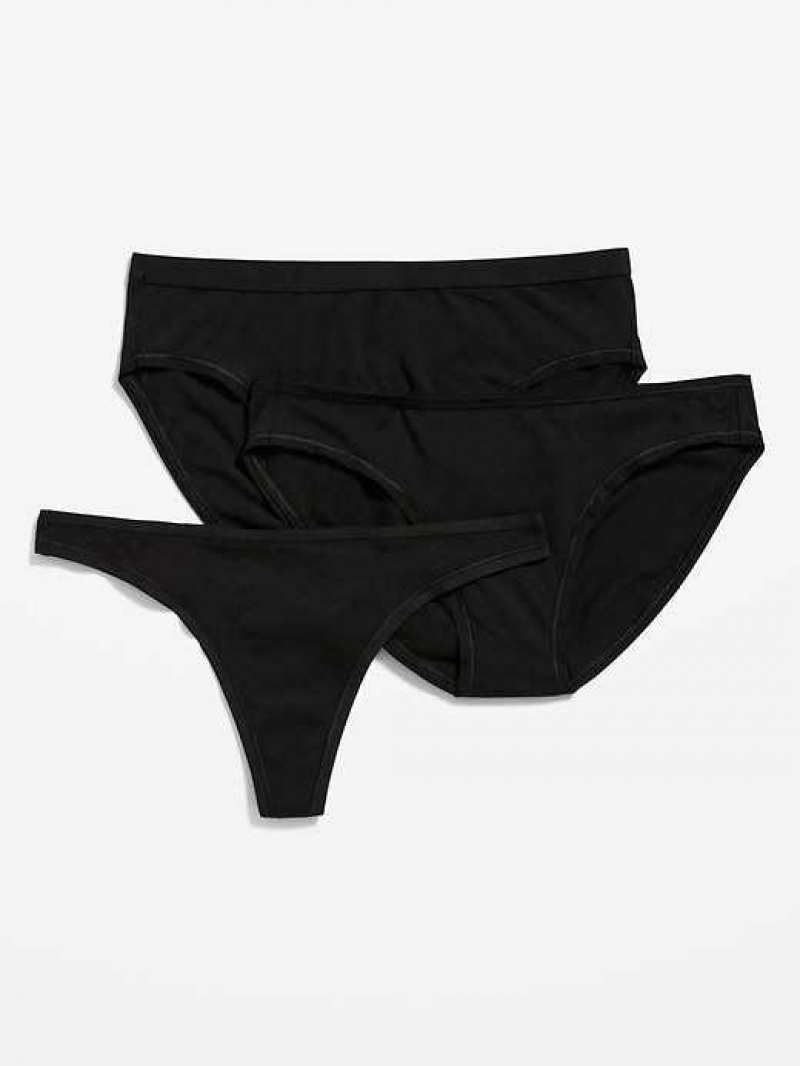 Old Navy Cotton-Blend Underwear Variety 3-Pack Black | MEV604351