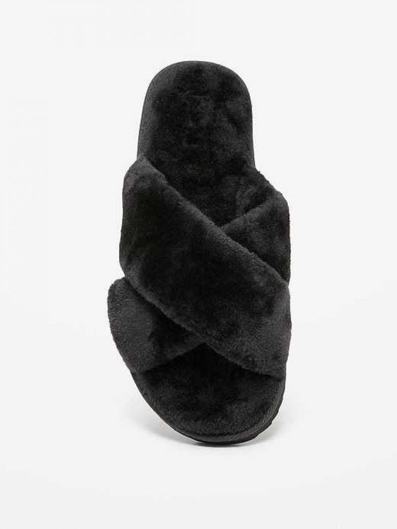 Old Navy Cozy Faux Fur Slide Slippers Blackjack | LMB485390