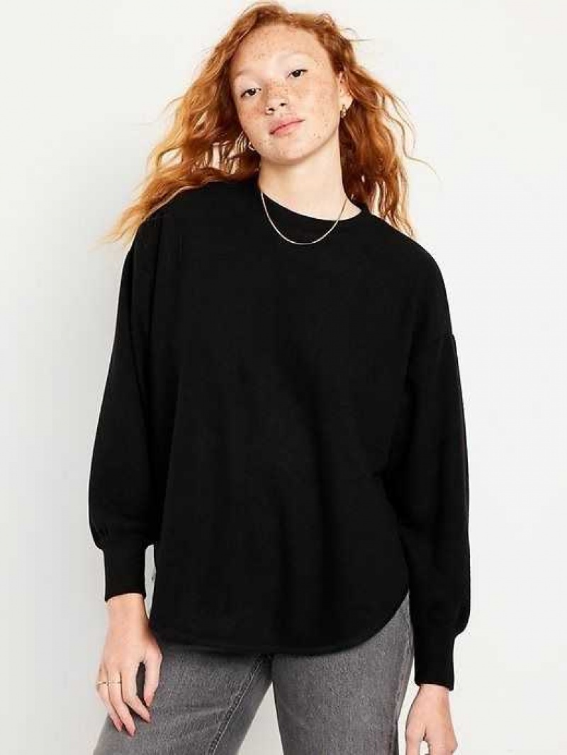 Old Navy Cozy French Rib Tunic Sweater Black | MAS549260