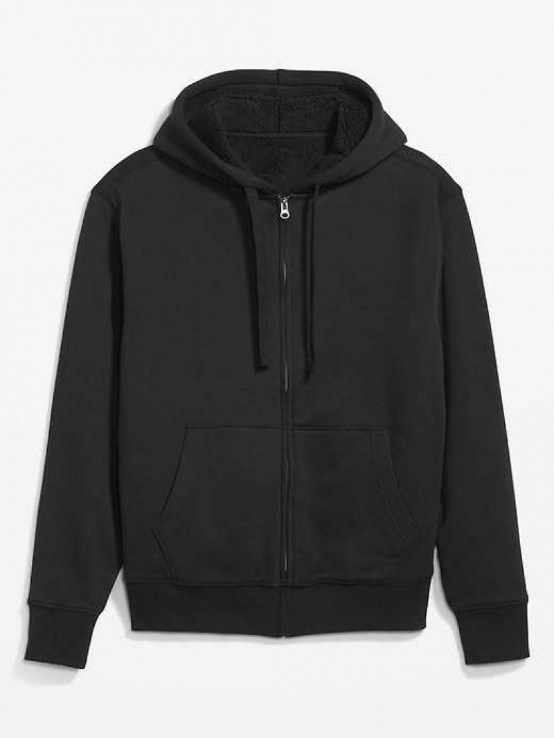 Old Navy Cozy Sherpa-Lined Zip Hoodie Black | CHV856309