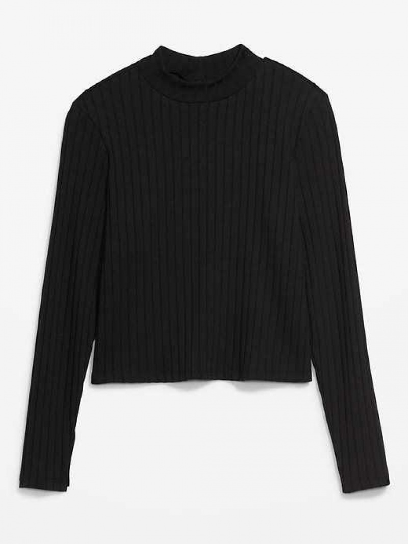 Old Navy Cropped Rib-Knit Mock-Neck Sweater Black | KBG879420