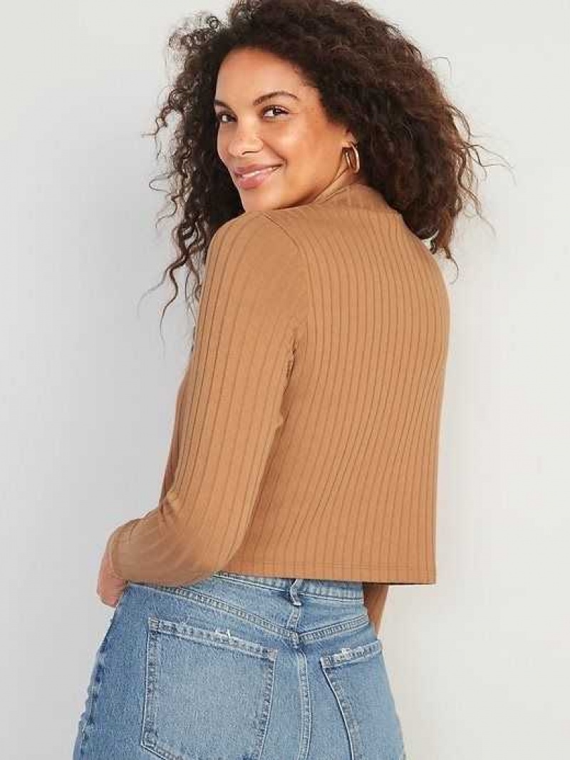 Old Navy Cropped Rib-Knit Mock-Neck Sweater Acacia | FDQ204971