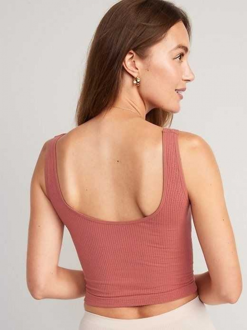 Old Navy Cropped Rib-Knit Seamless Cami Bra Top Brown | TIW043952