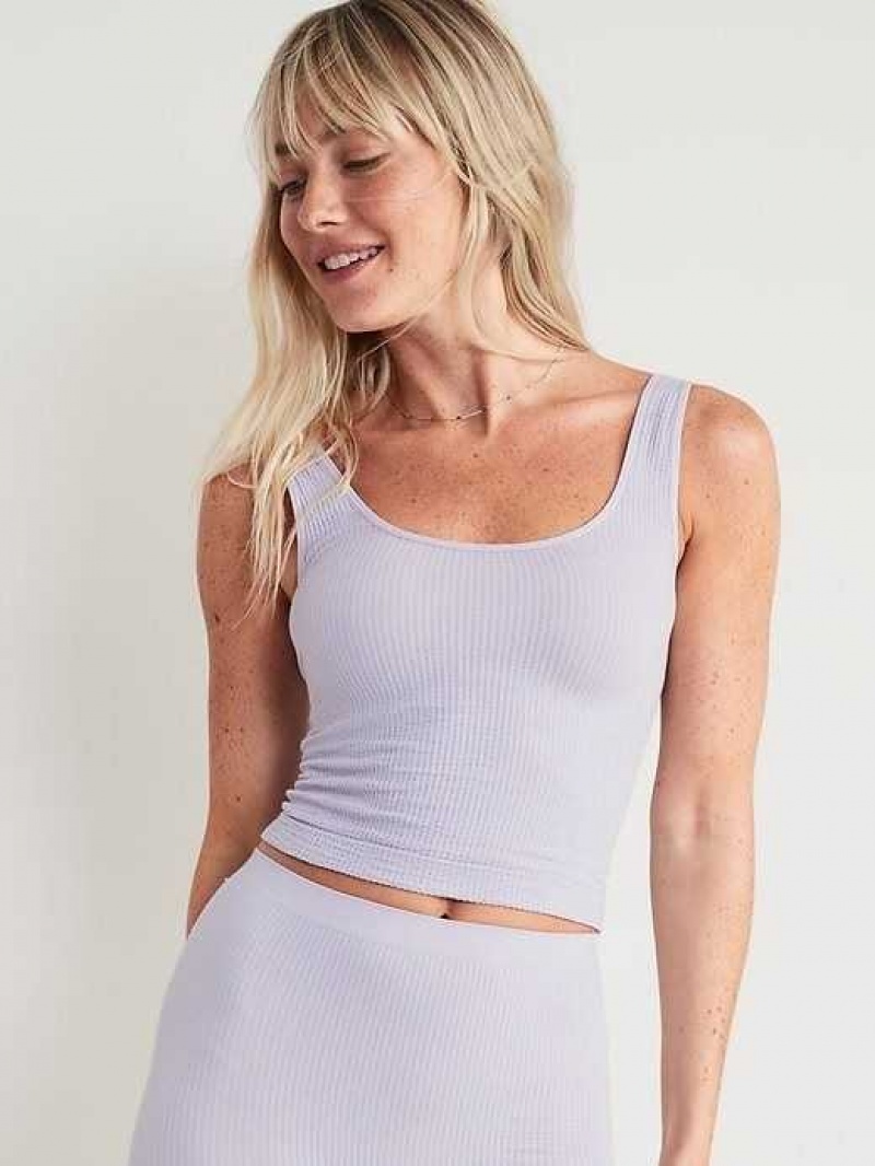 Old Navy Cropped Rib-Knit Seamless Cami Bra Top Grey | LEJ457380