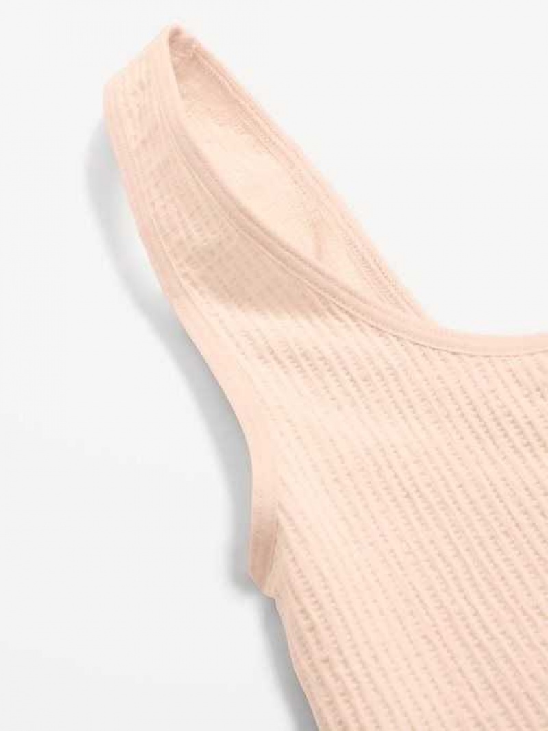 Old Navy Cropped Rib-Knit Seamless Cami Bra Top Pink | AFK205834