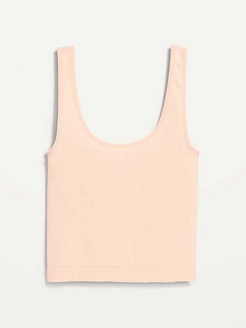 Old Navy Cropped Rib-Knit Seamless Cami Bra Top Pink | AFK205834