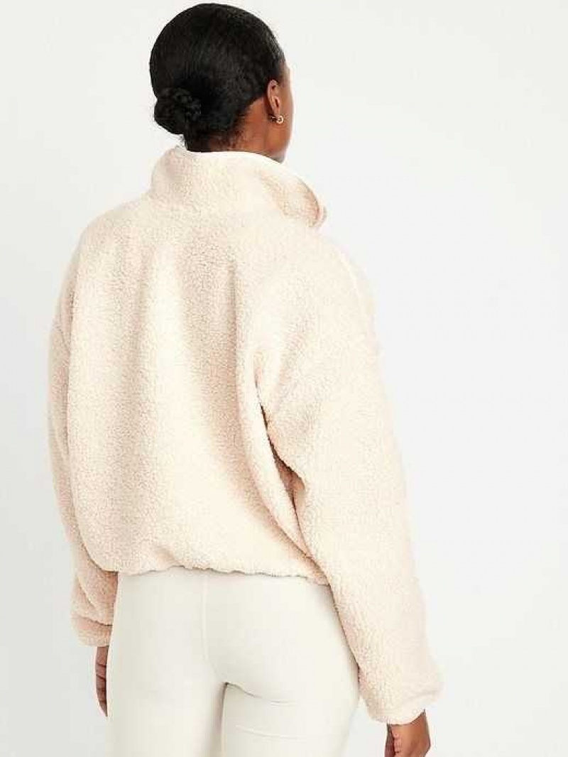 Old Navy Cropped Sherpa 1/4-Zip Pullover Beige | XJE273458