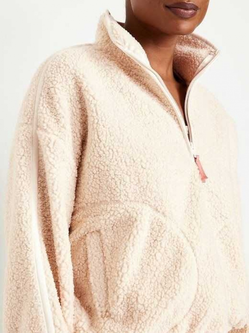 Old Navy Cropped Sherpa 1/4-Zip Pullover Beige | XJE273458