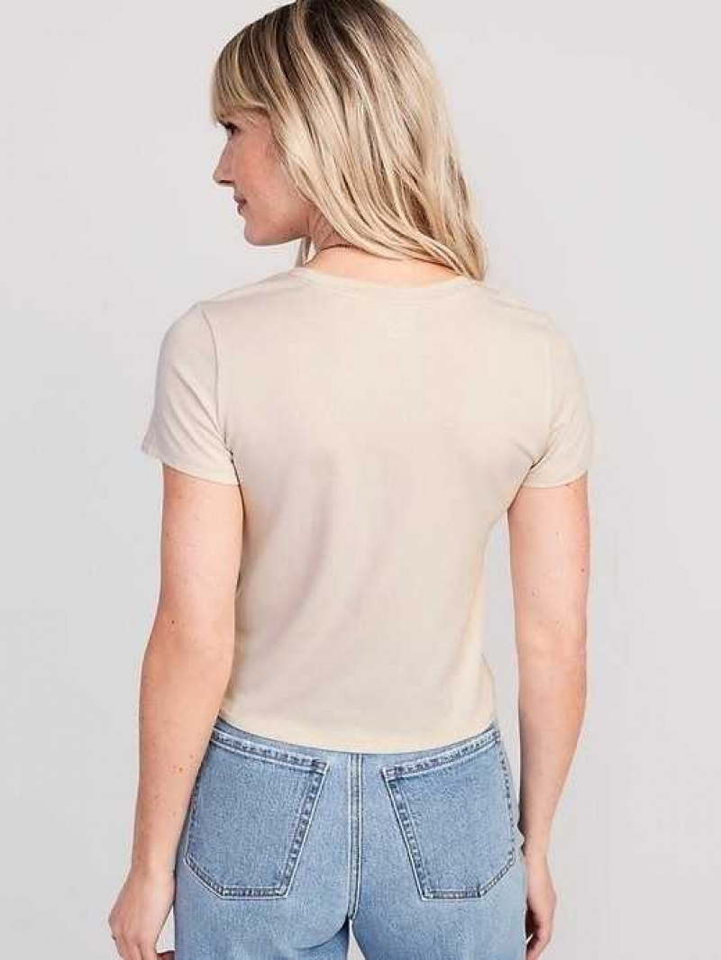 Old Navy Cropped Slim-Fit T-Shirt Beige | QBZ265978