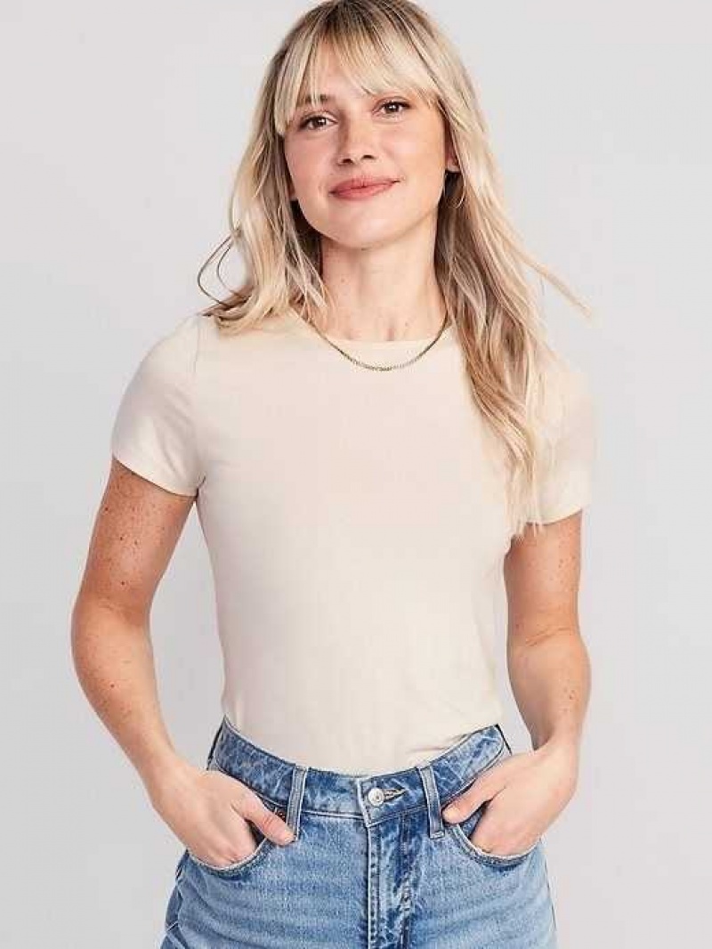 Old Navy Cropped Slim-Fit T-Shirt Beige | QBZ265978