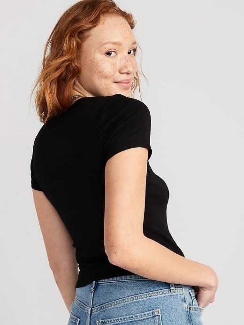 Old Navy Cropped Slim-Fit T-Shirt Black | BCK763041