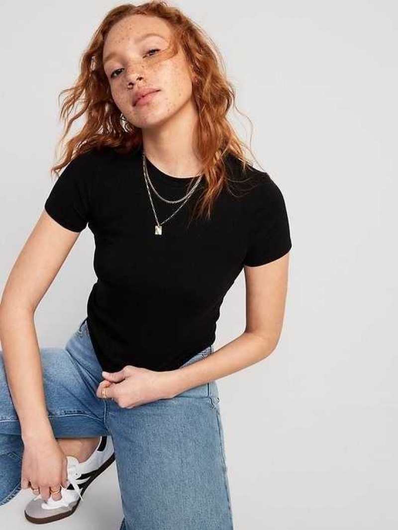 Old Navy Cropped Slim-Fit T-Shirt Black | BCK763041