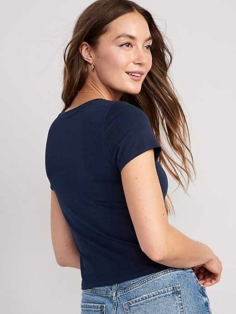 Old Navy Cropped Slim-Fit T-Shirt Navy | KVZ782401