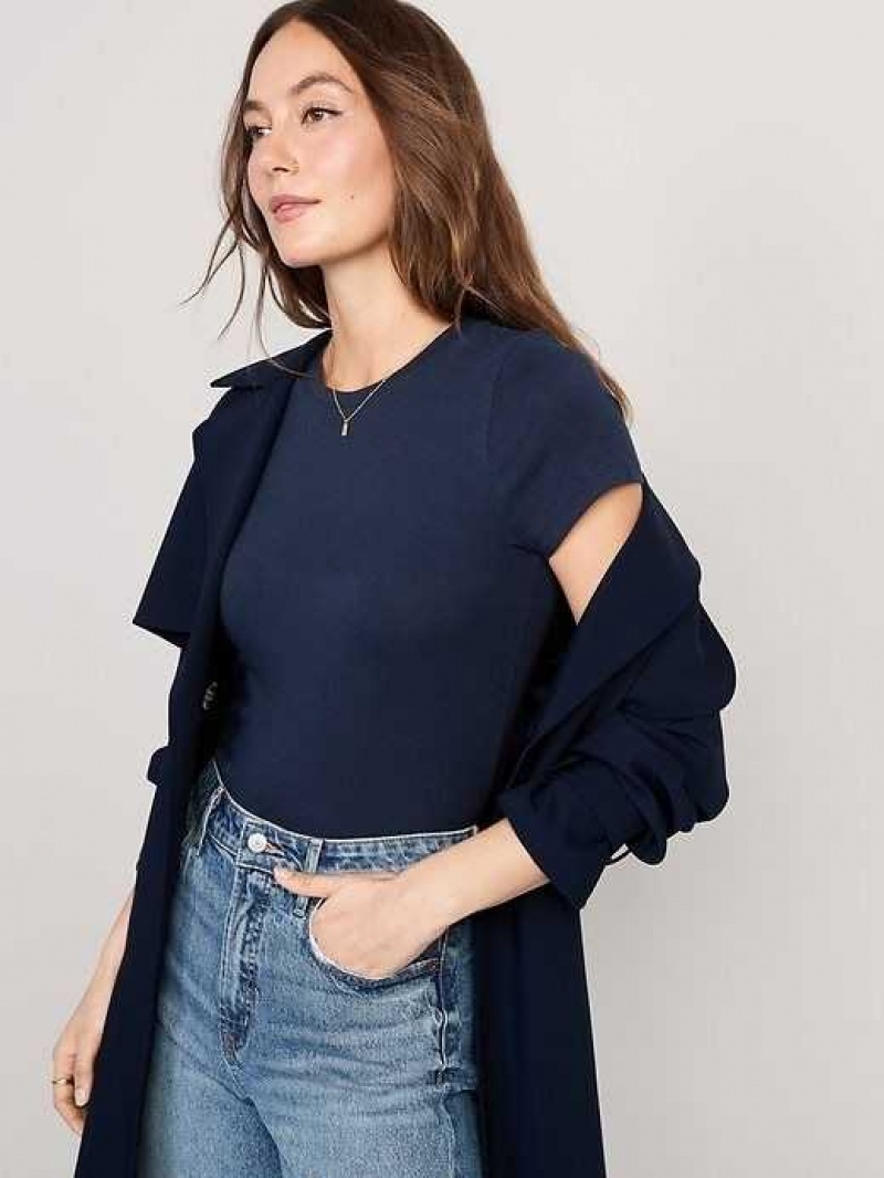 Old Navy Cropped Slim-Fit T-Shirt Navy | KVZ782401